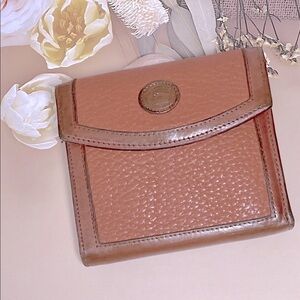 🦆DOONEY & BOURKE WALLET BRITISH TAN LEATHER WITH KISSLOCK POUCH COIN BAG VINTAGE